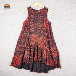 Ecote A-Line Dress Black Red High-Low Sleeveless Round Neck Women's Size Small